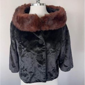 Vintage Genuine Broad Curl City Fur Co. Vintage Black Fur Cropped Jacket
